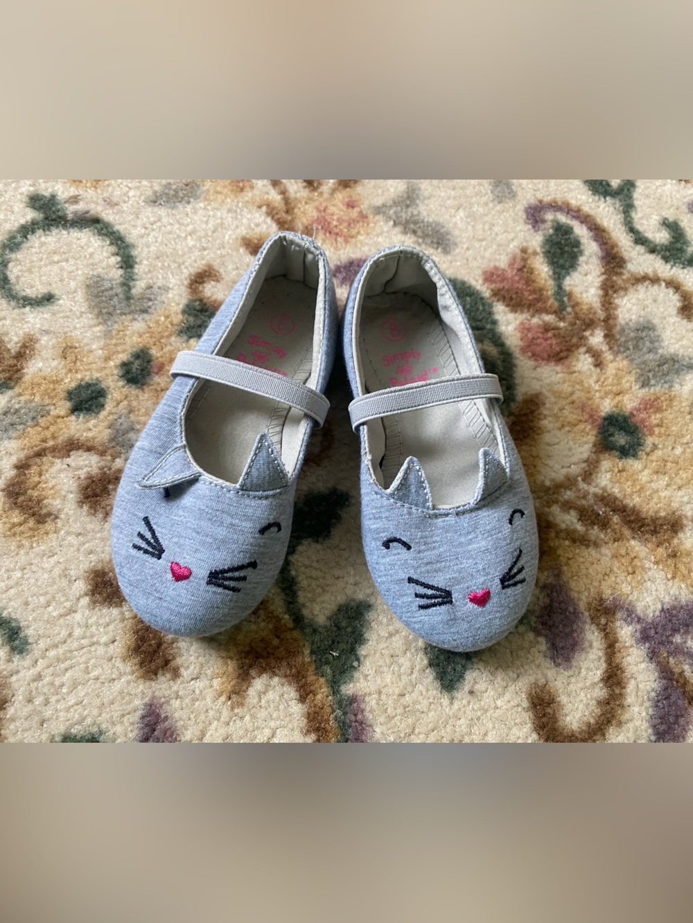 Toddler Girls' Gray Cat Face Mary Jane Dress Shoes With Cat Ears !!